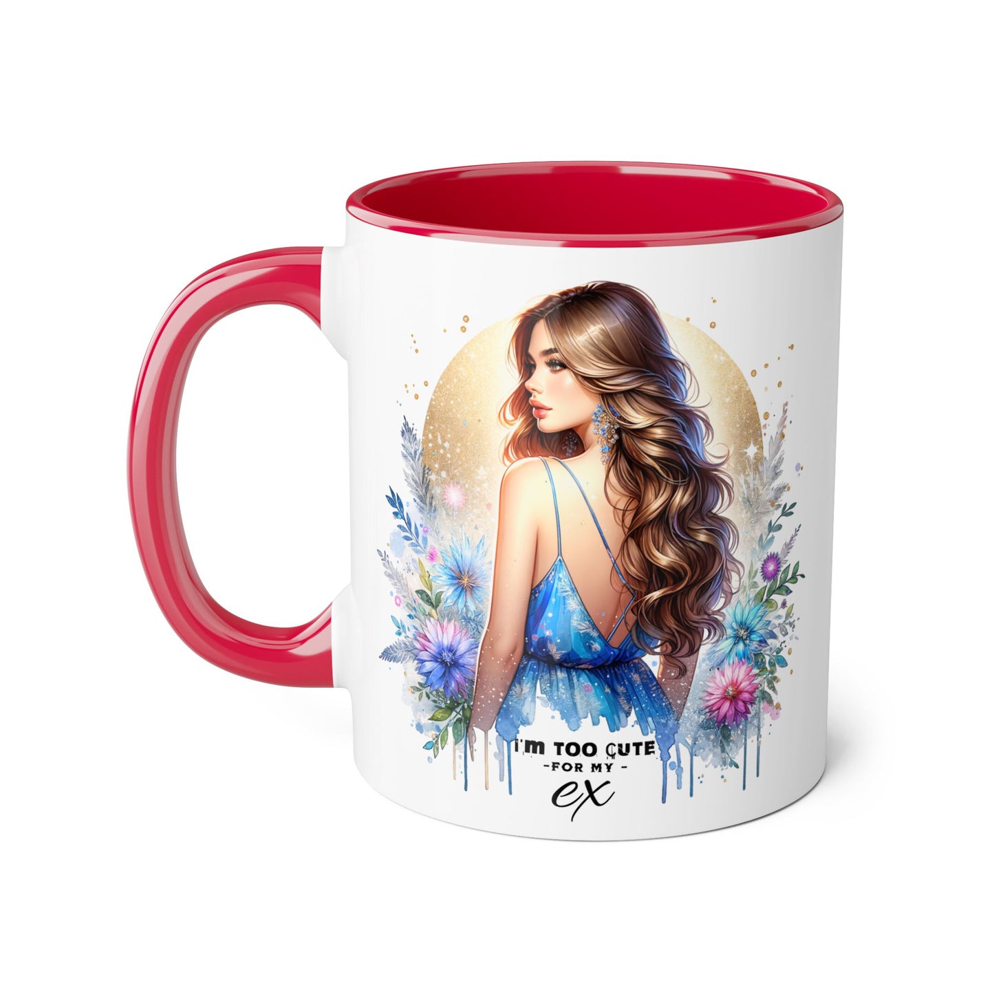 I'm Too Cute For My Ex Chic Accent Mug Designs, Coffee Cup Gift, Floral Artwork, Cute Mug, Inspirational Coffee Mug for Her, Ex Gift Idea, Stylish Drinkware