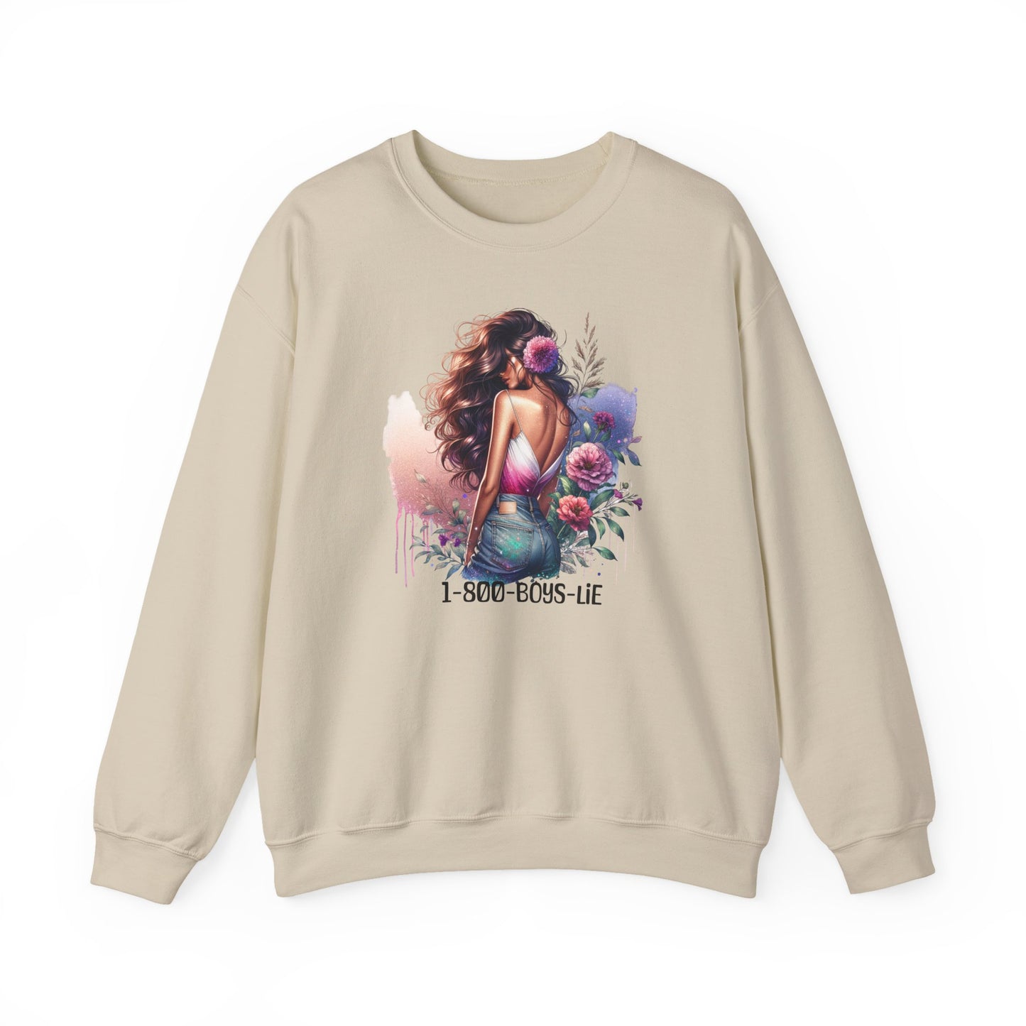 1-800-Boys-Lie Boss Babe Floral Sweatshirt | Unisex Comfortable Crewneck, Trendy Gift for Her, Affirmation Clothing, Cozy Fashion