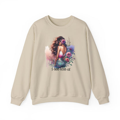 1-800-Boys-Lie Boss Babe Floral Sweatshirt | Unisex Comfortable Crewneck, Trendy Gift for Her, Affirmation Clothing, Cozy Fashion