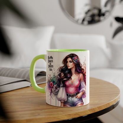 Bohemian Accent Mug, Be My Peace or Peace Out Gift, Artistic Coffee Mug, Floral Coffee Cup, Gift for Her