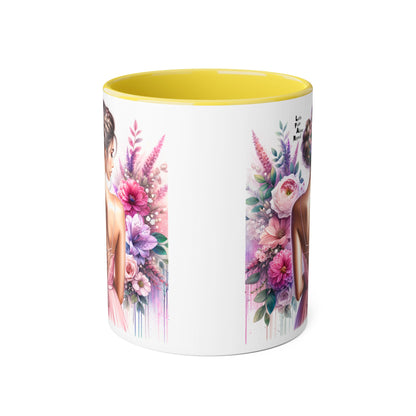 Floral Elegance Mug - Inspirational Coffee Cup, Gift for Her, Wedding Favor, Valentine's Day, Home Decor