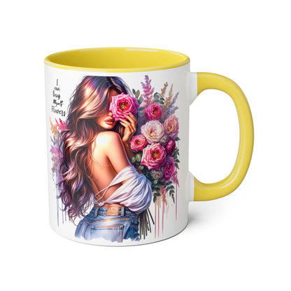 I Can Buy Myself Flowers Floral Accent Mug - Stylish Coffee Cup for Flower Lovers, Gift for Her, Home Decor, Art Mug, Mother's Day Gift