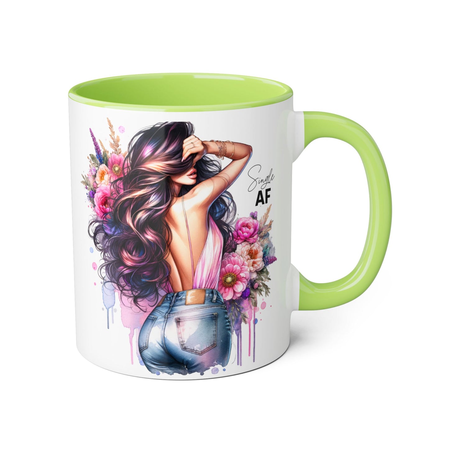 Single AF Chic Floral Accent Mug, Stylish Coffee Cup, Gift for Her, Trendy Home Decor, Birthday Present, Self-Love Reminder
