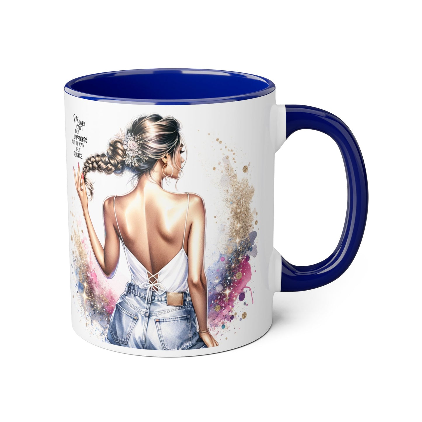 Money Can't Buy Happiness But It Can Buy Divorce Humoristic Inspirational Accent Mug, 11oz Coffee Cup, Unique Gifts, Motivational Drinkware, Home Office Decor
