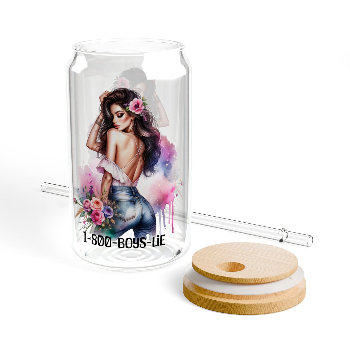 1-800-Boys-Lie Boss Babe Sipper Glass, 16oz | Stylish Drinkware for Home & Office, Perfect Gift for Bosses, Fun Bachelorette or Birthday Party Favors