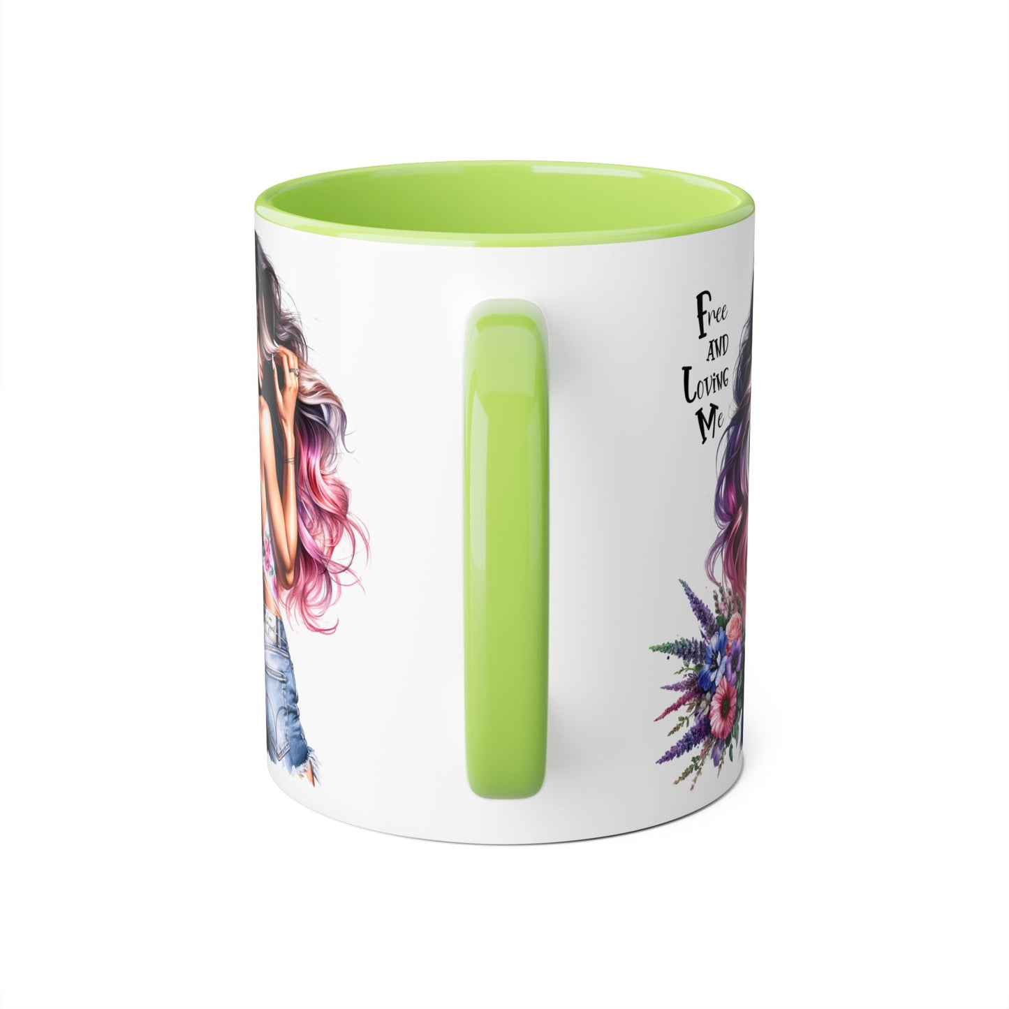 Free and Loving Me Bohemian Accent Mug | Free and Living Me | Floral Art Coffee Cup | Gift for Her | Inspirational Drinkware