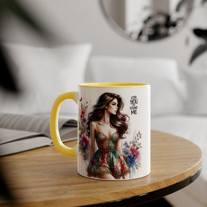Lost You and Found Me Floral Accent Mug, Coffee Cup Gift for Her, Inspirational Drinkware, Home Decor, Birthday Present