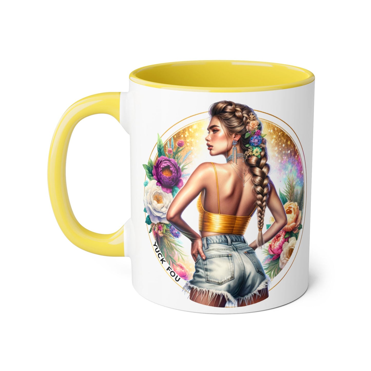 Yuck Fou Artistic Accent Mugs - Beautiful Floral Designs for Coffee Lovers, Gift for Friends, Home Decor, Birthday, Everyday Use