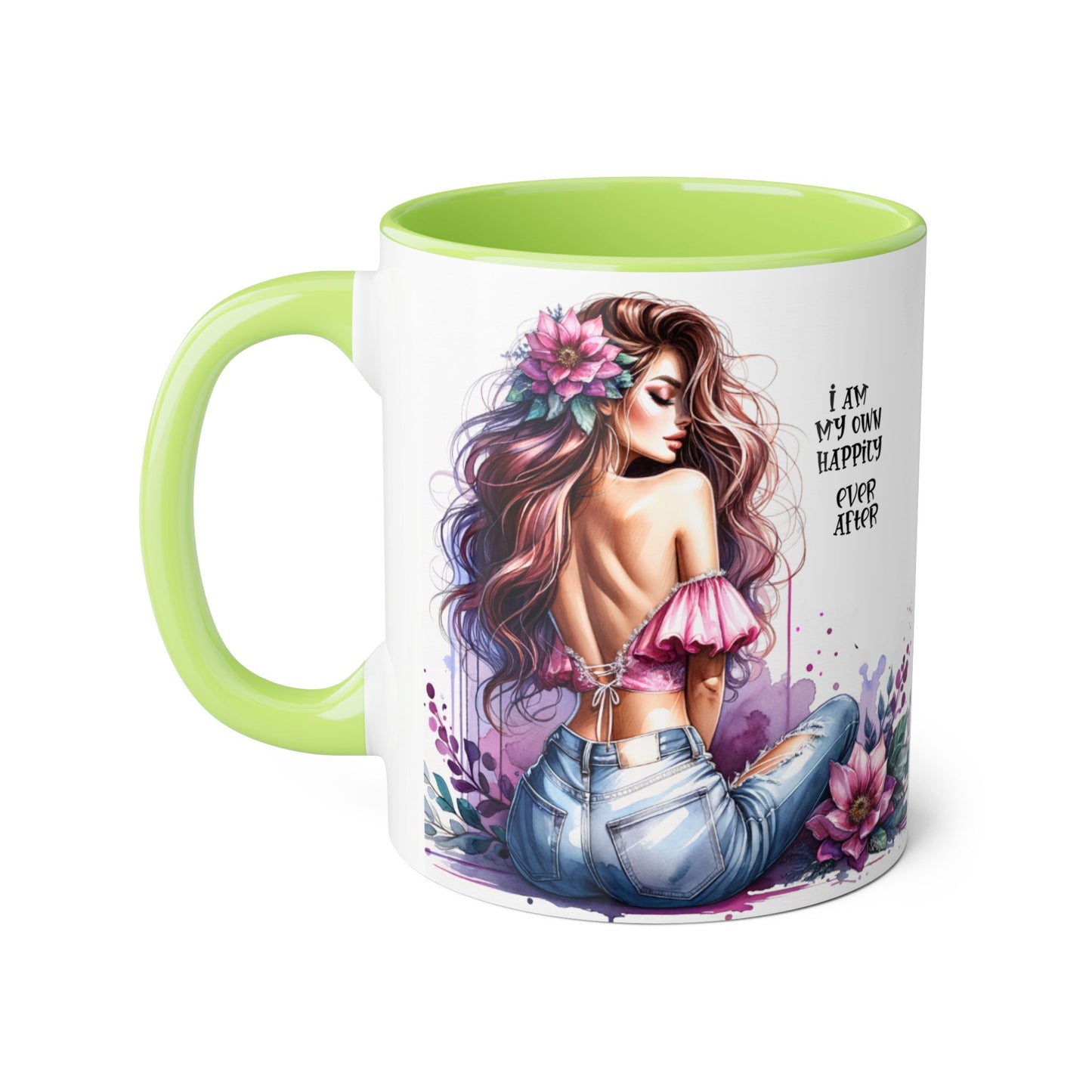 I Am My Own Happily Ever After Chic Inspirational Coffee Mug, Stylish Floral Accent Cup, Motivational Gift for Her, Self-Love Tea Mug, Perfect for Birthdays & Relaxation