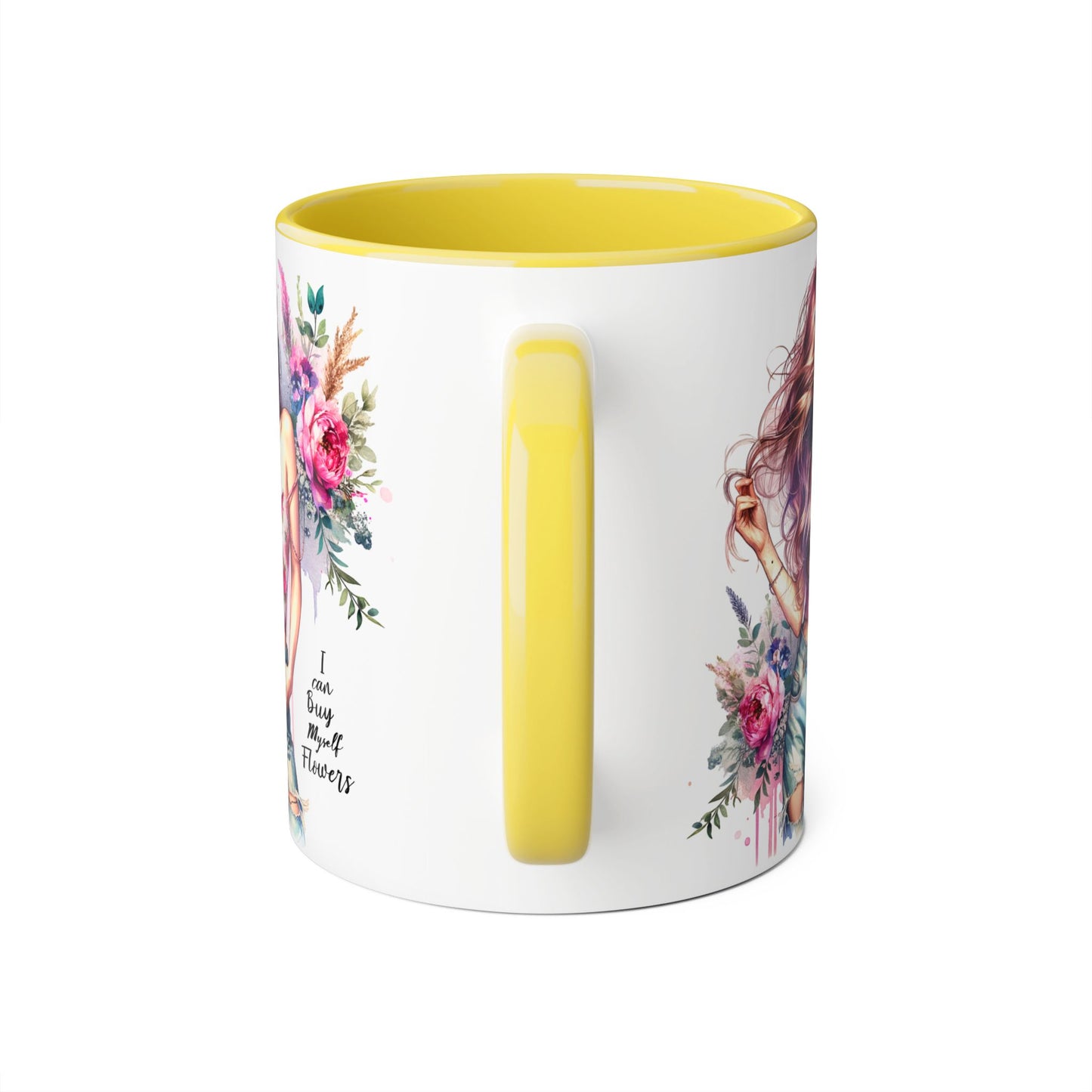 I Can Buy Myself Flowers Bohemian Floral Accent Mug, Inspirational Coffee Cup, Gift for Her, Home Decor, Flower Lover, Self-Care Reminder