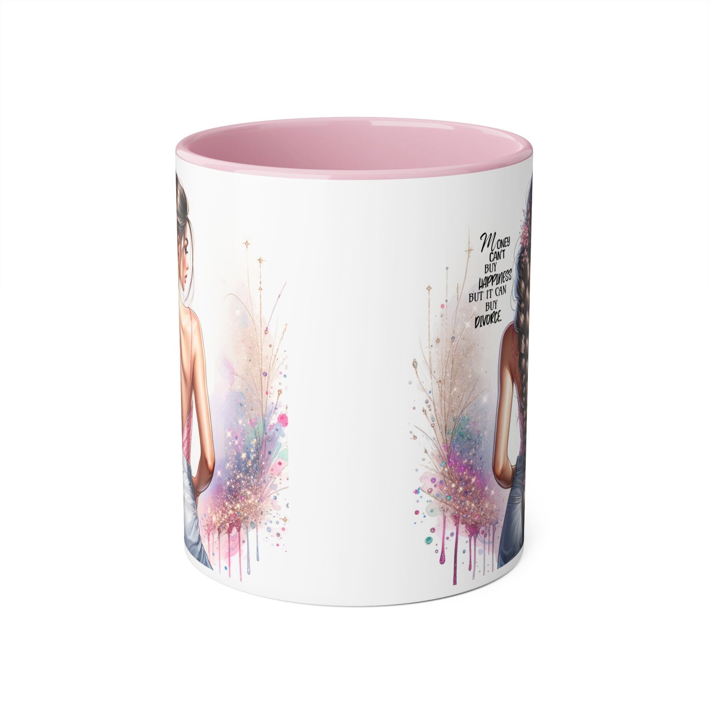 Money Can't Buy Happiness But It Can Buy Divorce Humoristic Empowered Woman Accent Mug, Inspirational Coffee Cup, Gift for Her, Motivational Mugs, Birthday Present, Unique Drinkware