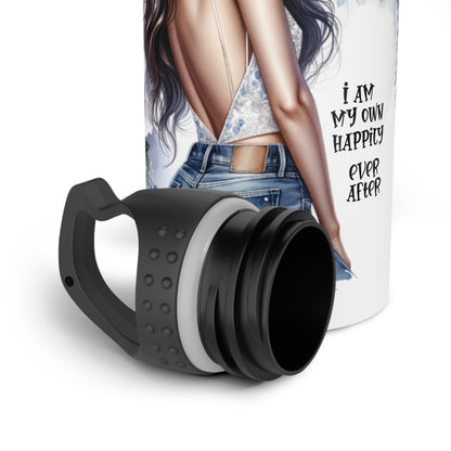Floral Art Stainless Steel Water Bottle - "I Am My Own Happily Ever After "