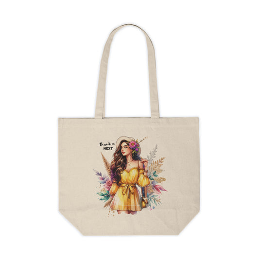 Thank U, Next Elegant Floral Tote Bag, Canvas Shopping Tote for Everyday Use, Eco-Friendly Gift, Bridesmaid Bag, Market Grocery Bag