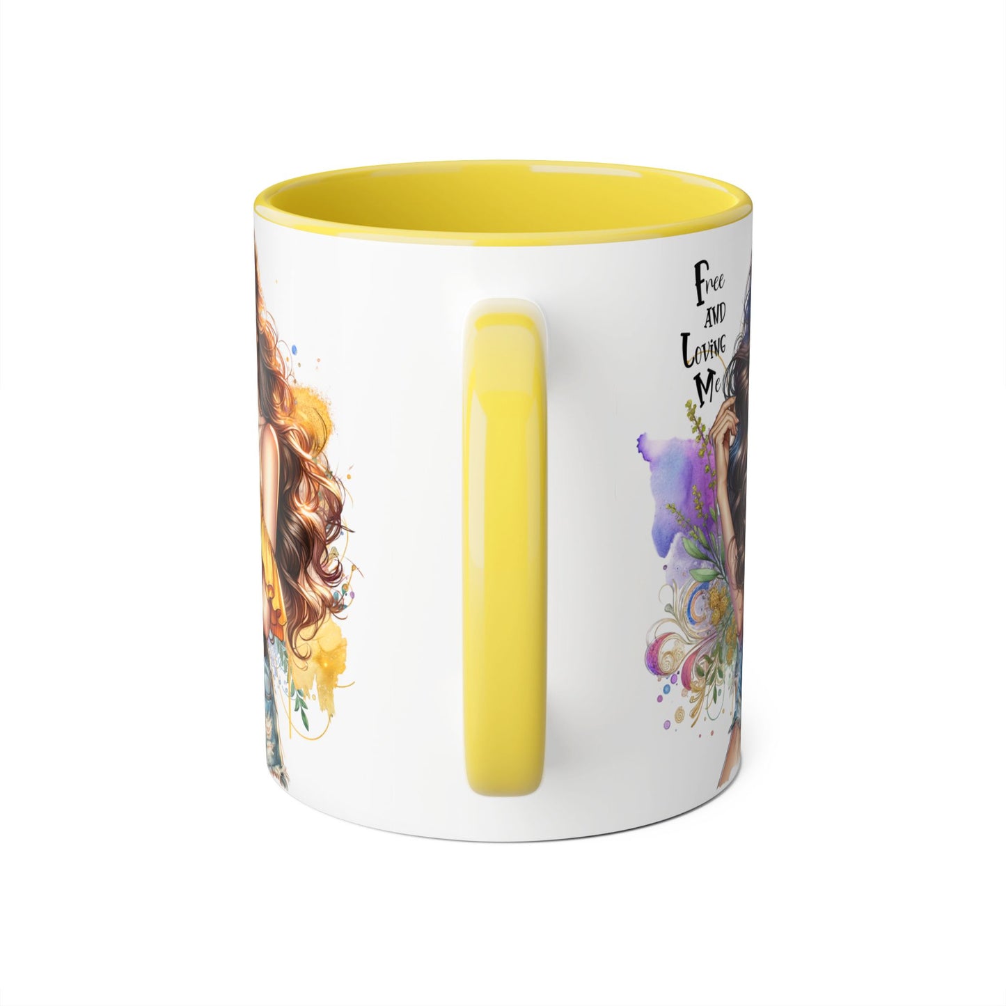 Free Spirit Accent Mug, Boho Coffee Cup, Inspirational Gift, Art Lover's Mug, Unique Home Decor, Stylish Drinkware