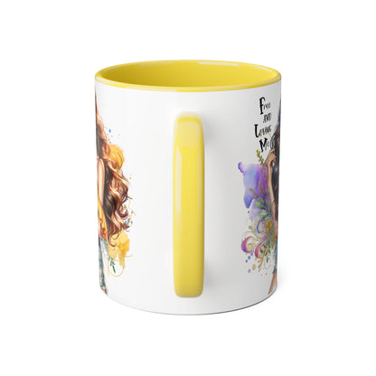 Free Spirit Accent Mug, Boho Coffee Cup, Inspirational Gift, Art Lover's Mug, Unique Home Decor, Stylish Drinkware