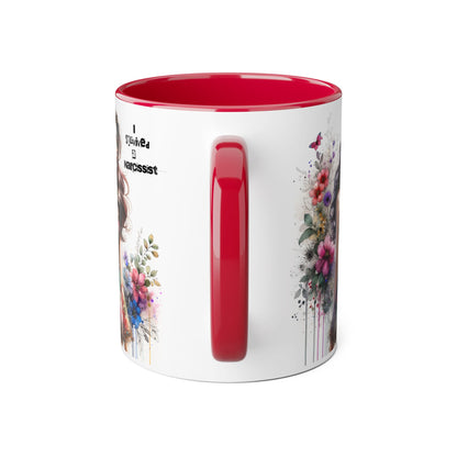 Artistic Accent Mug, Floral Design Coffee Cup, Unique Gift for Her, Inspirational Double-Sided Mug, Perfect for Birthdays, Self-Care