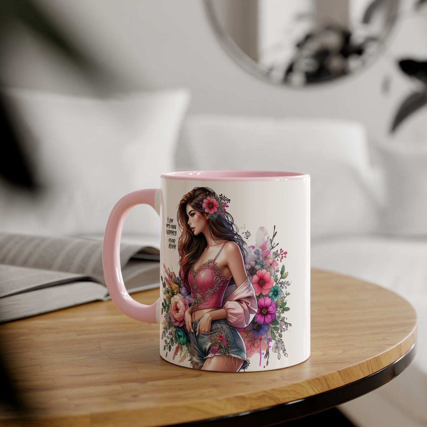 I Am My Own Happily Ever After Empowered Floral Accent Mug - 11oz with Inspirational Quote