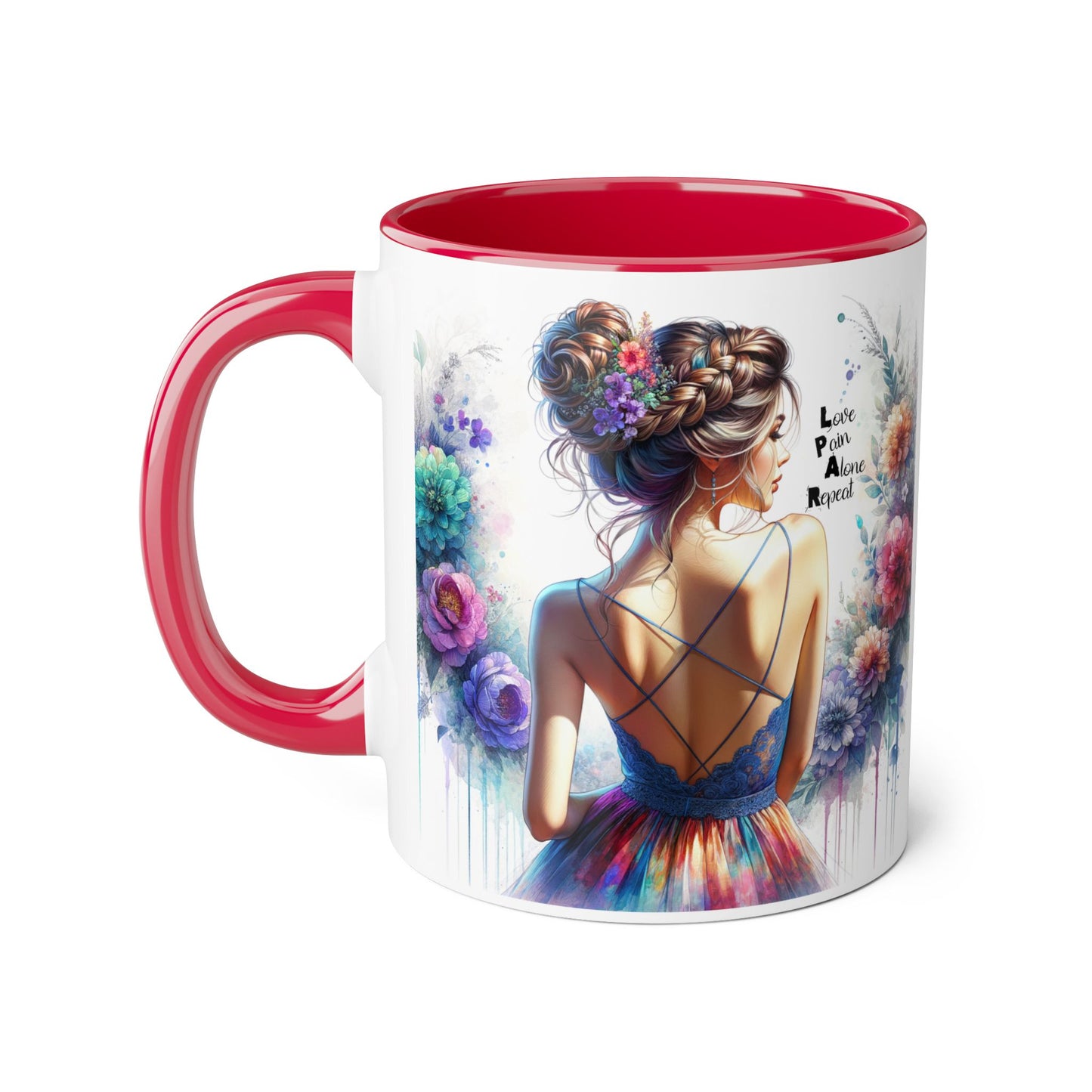 Floral Accent Mug - Vibrant Coffee Cup, Gift for Her, Home Decor, Inspirational Quotes, Art Lover's Mug, Tea Lover's Gift