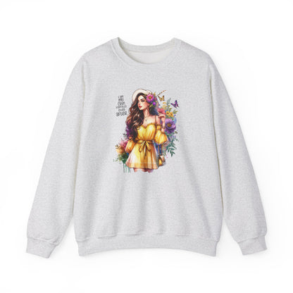 I Am My Own Happily Ever After  Floral Goddess Crewneck Sweatshirt - Boho Chic, Cozy Style, Perfect for Spring, Gift for Her, Casual Wear, Everyday Comfort