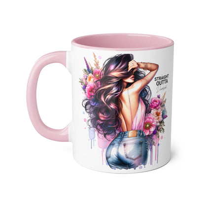 Straight Outta Divorced Humoristic Floral Art Accent Mug - Perfect for Coffee Lovers, Gift for Her, Home Decor, Inspirational, Mother's Day