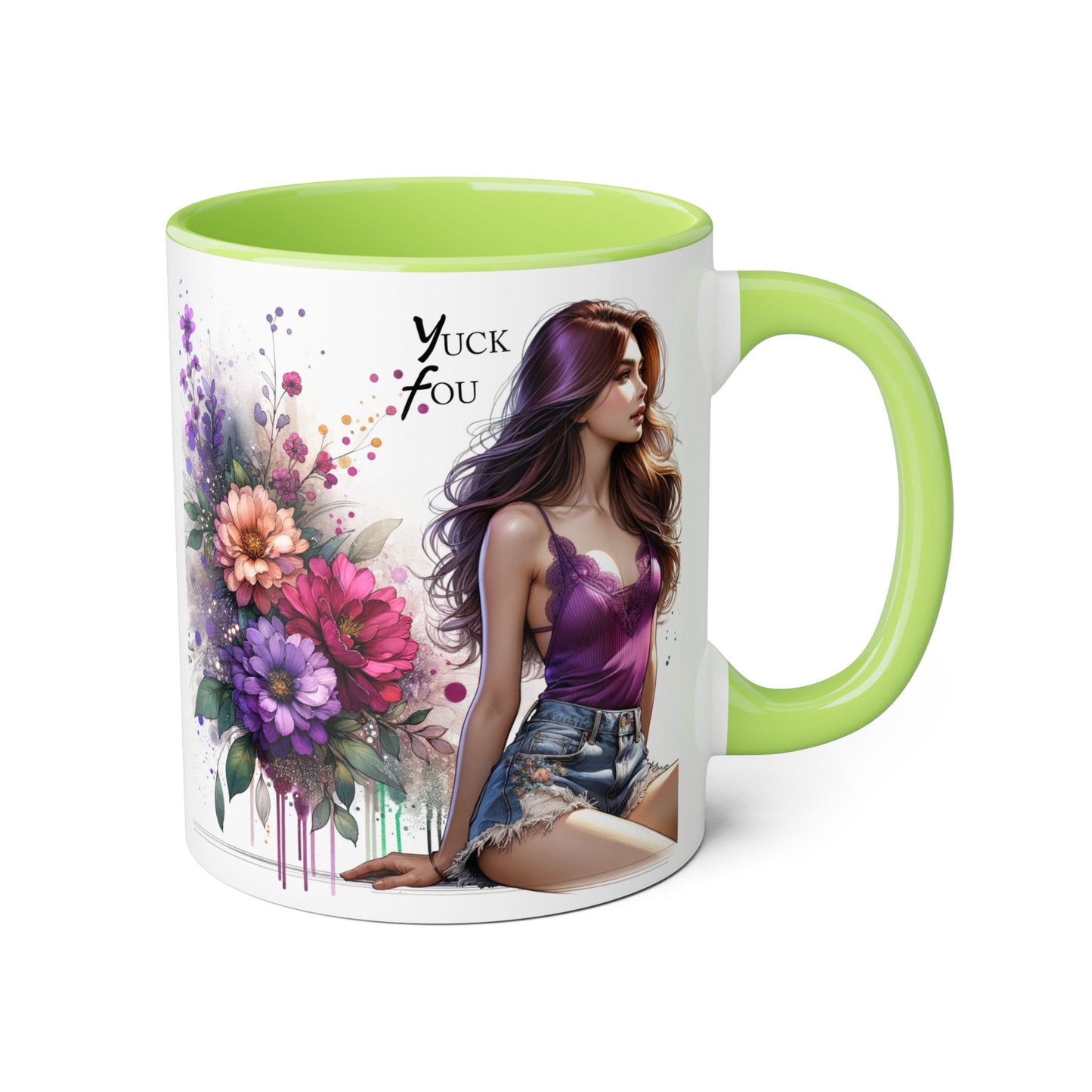 Yuck Fou Artistic Accent Mug - Vibrant Floral Design, Inspirational Gift, Coffee Lovers, Unique Home Decor, Perfect for Birthdays