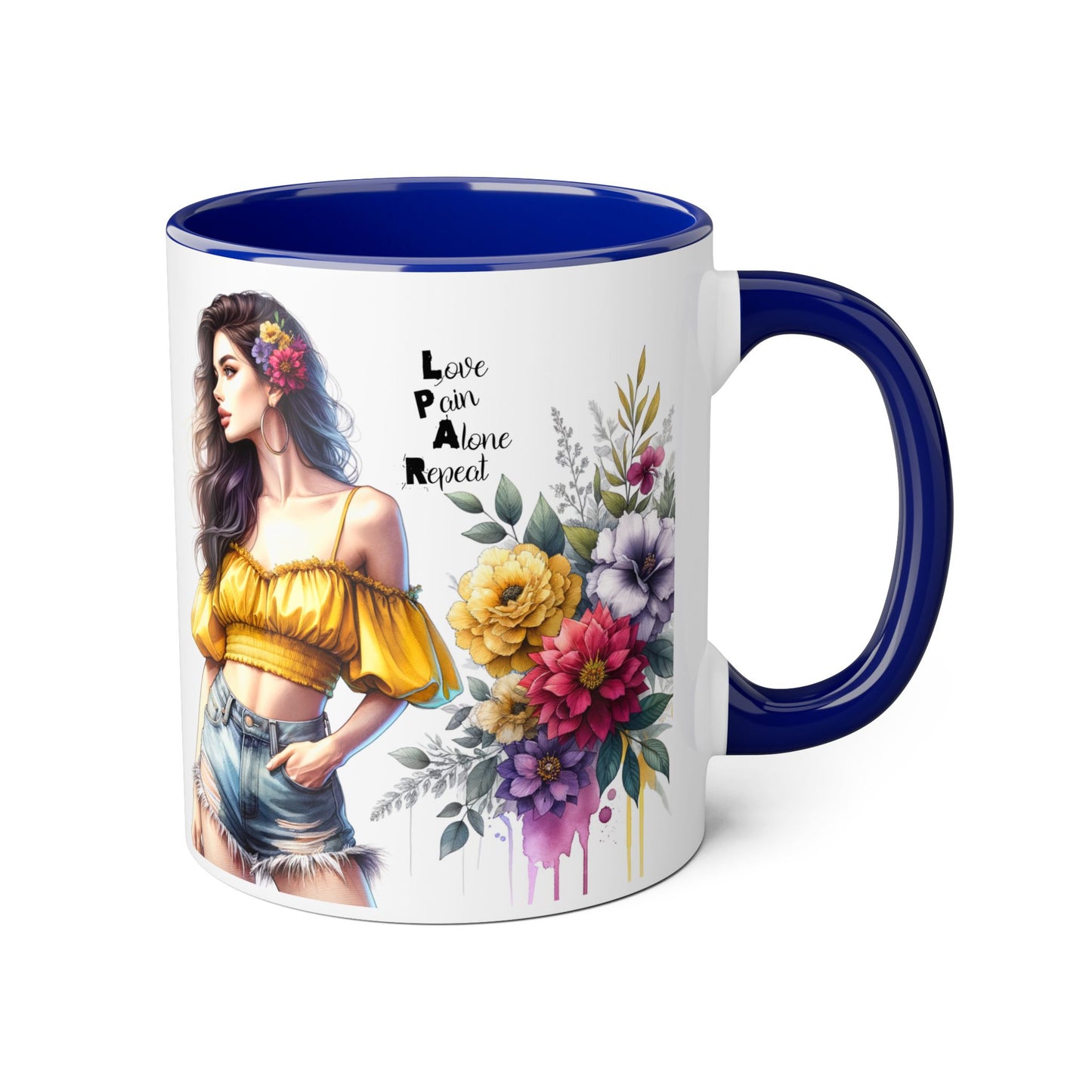 Boho Floral Accent Mug, Stunning Gift for Tea Lovers, Home Decor, Coffee Lover's Gift, Birthday Present, Art Print Mug