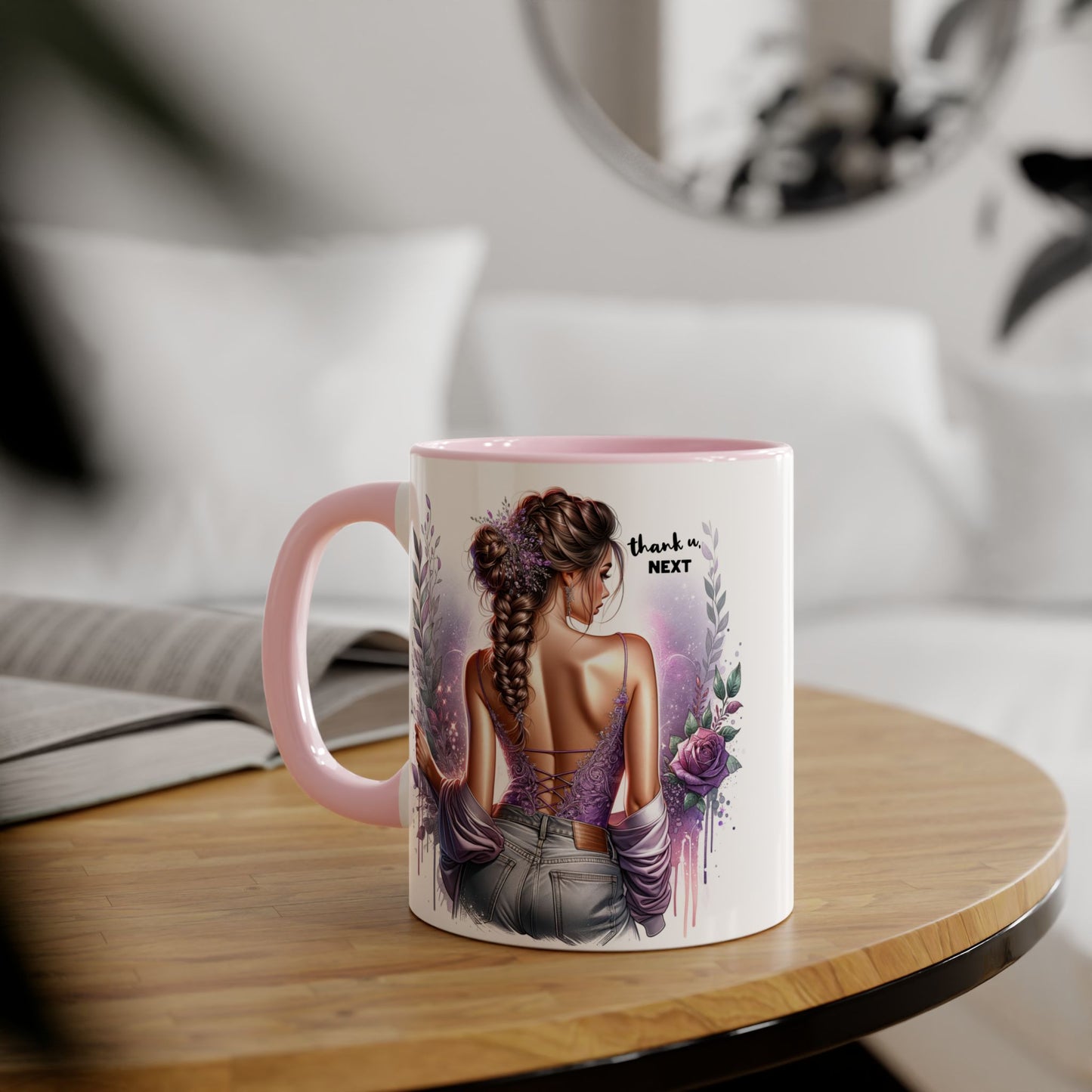 Thank U, Next Accent Mug | Inspirational Coffee Cup, Yoga Gift, Meditation Mug, Unique Home Decor, Self-Care Present