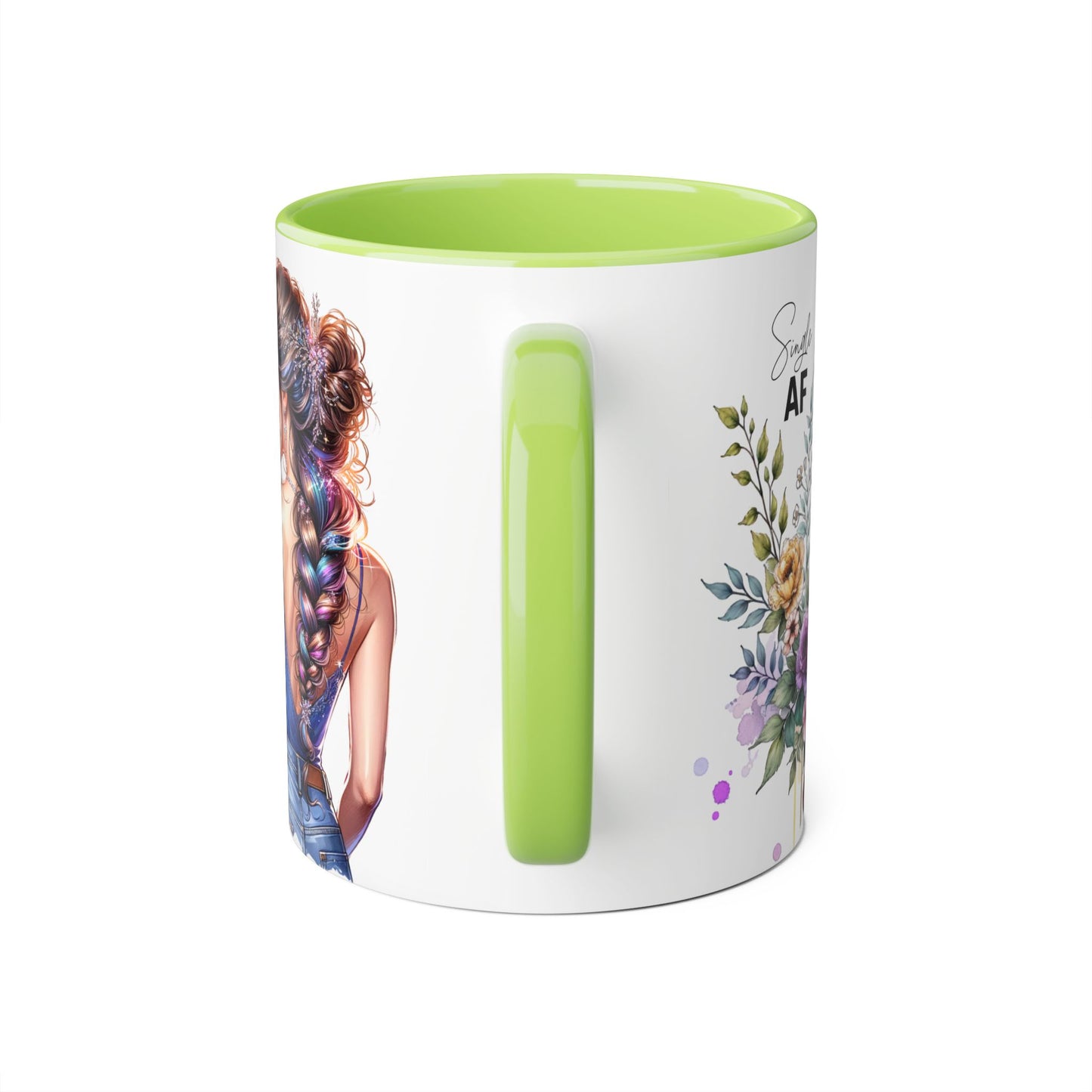 Single AF Stylish Accent Mugs for Coffee Lovers, Floral Design Mug, Gift for Her, Unique Tea Mug, Simple AF Mugs for Home Decor