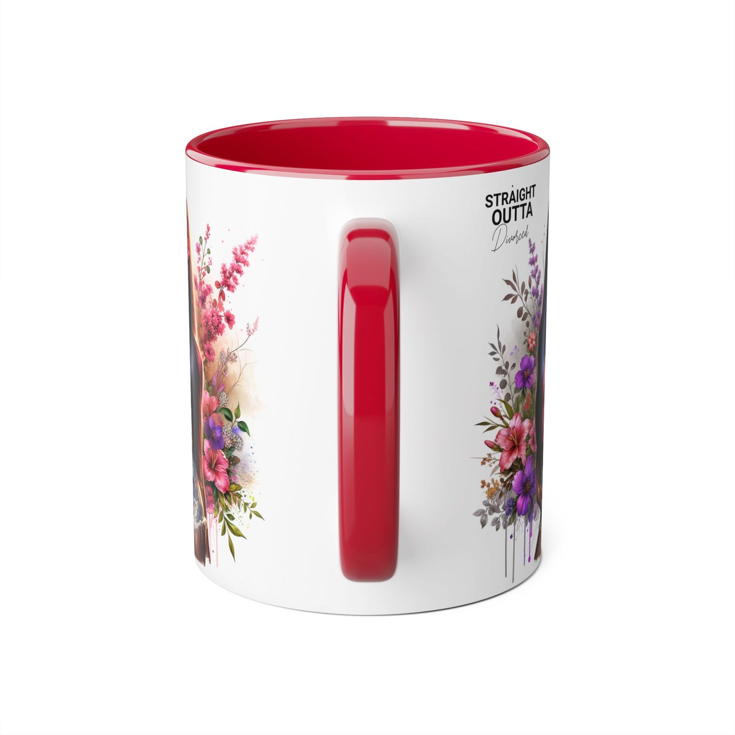 Straight Outta Divorced Humoristic Floral Accent Mug