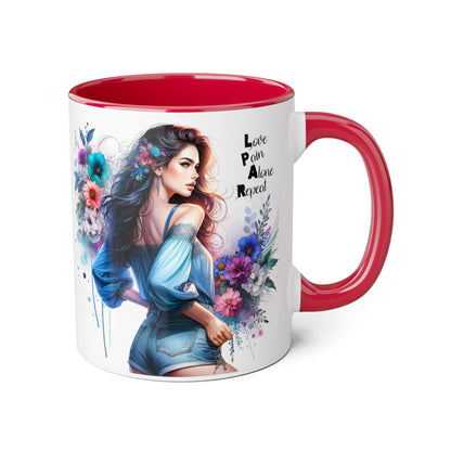 Floral Accent Mug, Inspirational Coffee Cup, Love Yourself Gift, Unique Drinkware, Artistic Ceramic Coffee Mug