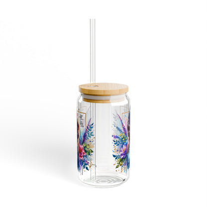 I Don't Make Mistakes, I Date Them Floral Sipper Glass, Stylish Drinkware, Summer Party Accessory, Eco-Friendly Beverage Container, Unique Gift Idea, Colorful Jar with Straw