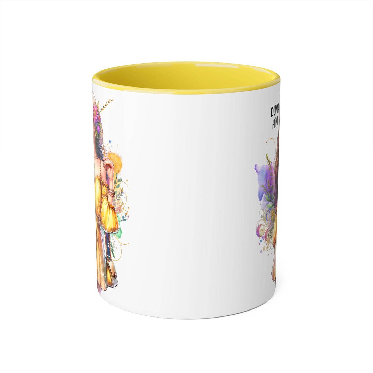 Chic Dump Him Coffee Mug, 11oz Accent Mug, Gift for Her, Statement Cup for Friends, Bold Design for Self-Love, Fun Coffee Breaks