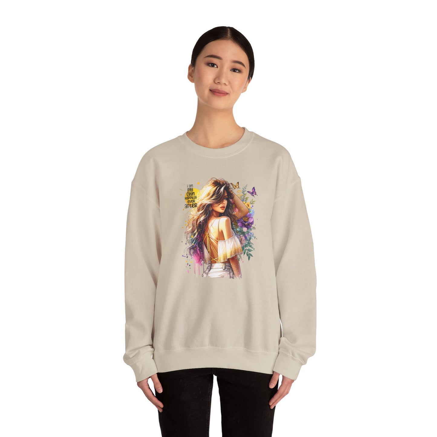 I Am My Own Happily Ever After  Chic Floral Art Crewneck Sweatshirt, Unisex Sweatshirt, Cozy Fashion, Gift for Her, Spring Style, Art Sweater