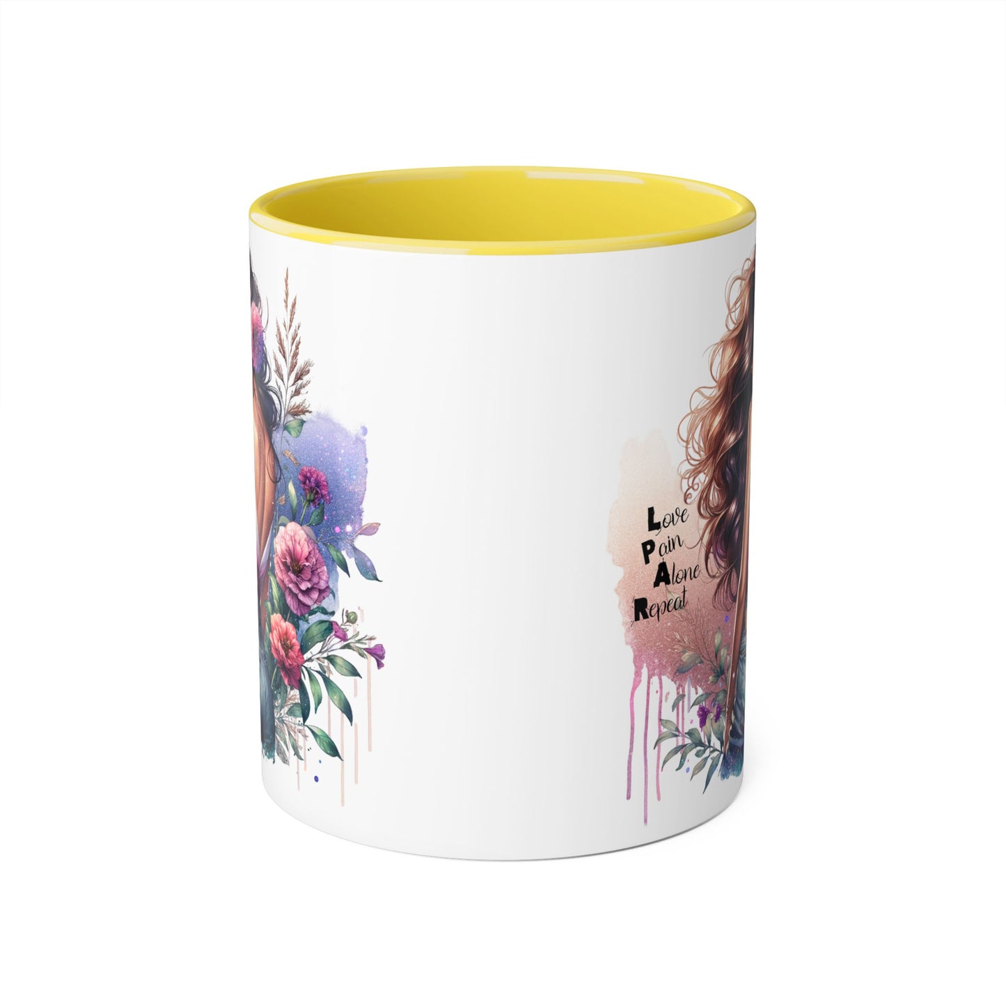 Floral Accent Mug, Coffee Cup, Gift for Her, Boho Decor, Inspirational Quote, Birthday Gift, Garden Lover's Mug