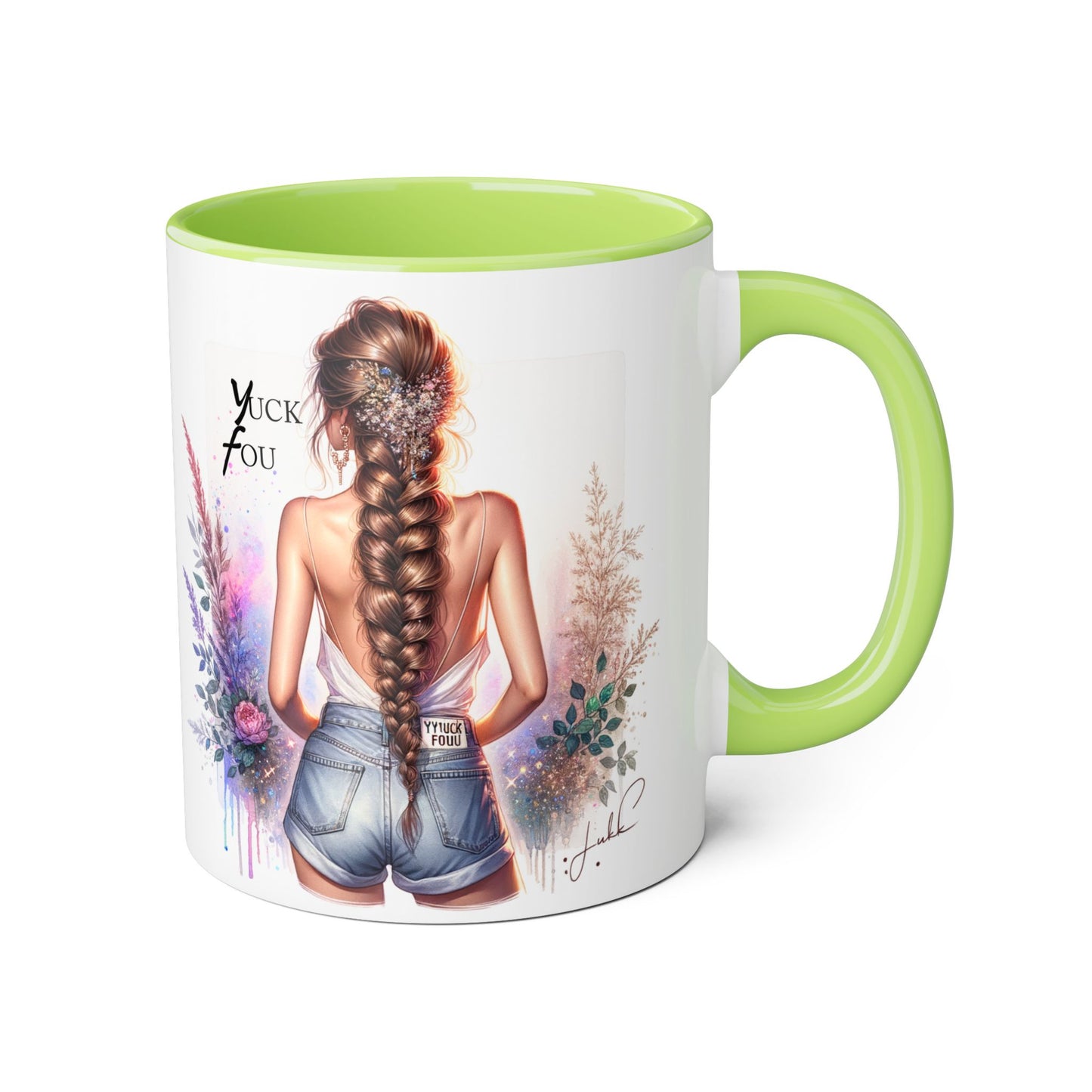 Yuck Fou Stylish Floral Accent Mug, Gift for Friends, Motivational Coffee Cup, Cute Home Decor, Art Lover's Mug, Perfect for Holidays