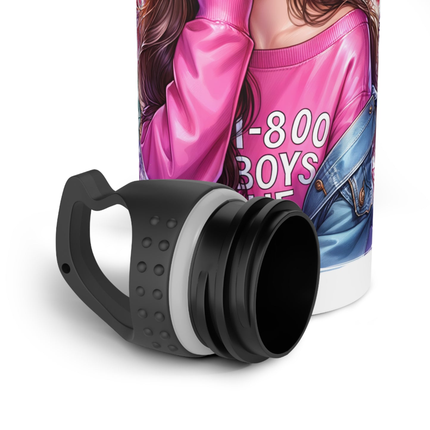 1-800-Boys-Lie Stylish Stainless Steel Water Bottle with Floral Design - Perfect for Hydration, Gym, Travel, Gifts, Fashion