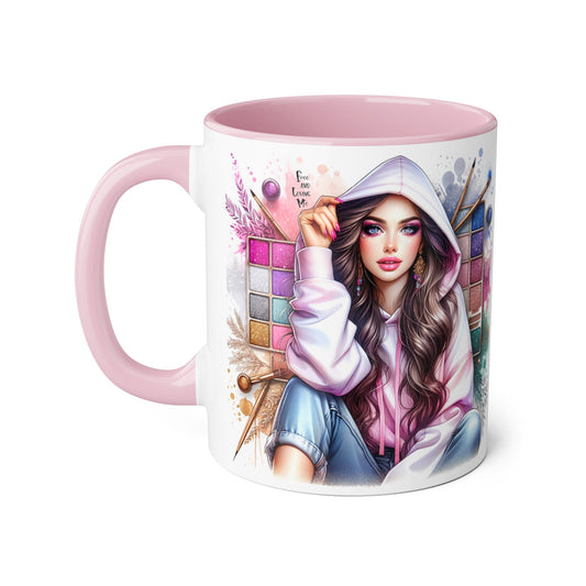 Free and Loving Me Artistic Accent Mugs, Fashionista Gift, Makeup Artist Coffee Cup, Unique Artistic Mug, Stylish Beverage Container, Creative Decor