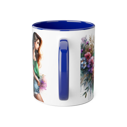 Yuck Fou Floral Accent Mug, 11oz Ceramic Coffee Cup, Inspirational Gift, Home Decor, Unique Art Mug, Perfect for Coffee Lovers