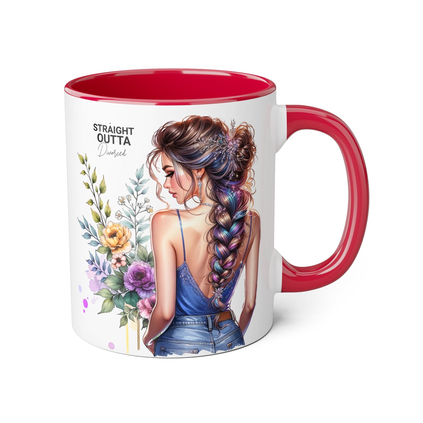 Straight Outta Divorced Humoristic Floral Art Coffee Mug, Gift for Her, Unique Coffee Cups, Floral Mugs for Any Occasion