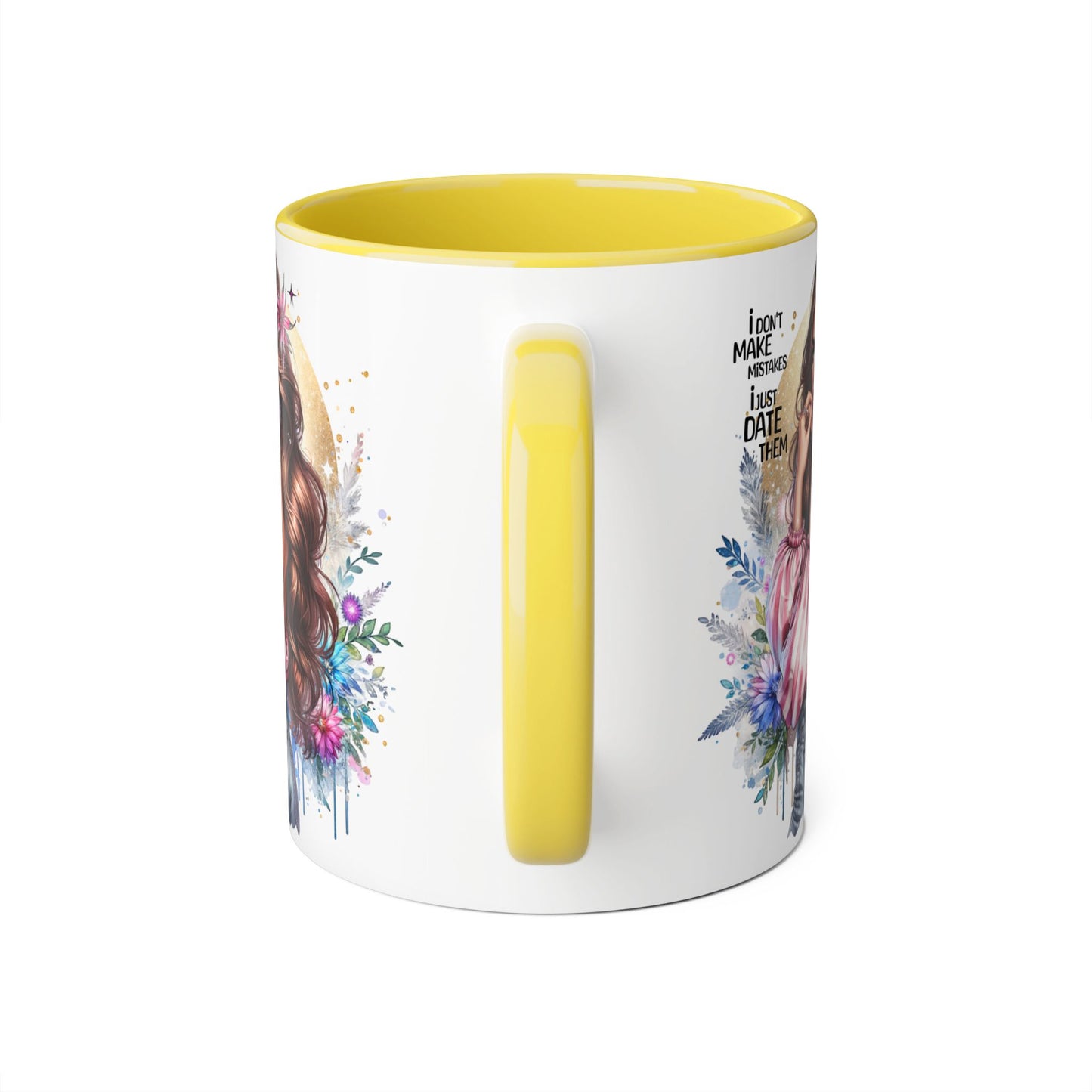 I Don't Make Mistakes, I Date Them Chic Floral Accent Mug - Perfect for Coffee Lovers, Gift for Friends, Home Decor, Birthday Present, Funny Tea Mug