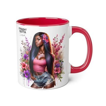 Straight Outta Divorced Humoristic Floral Accent Mug