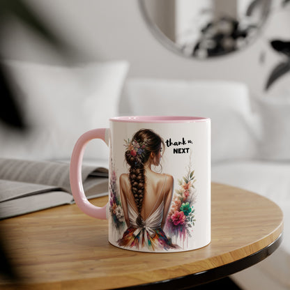 Thank U, Next Floral Thank You Accent Mug - Ideal Gift for Friends, Home Decor, Coffee Lovers, Birthday, Appreciation Moments, Artful Drinkware