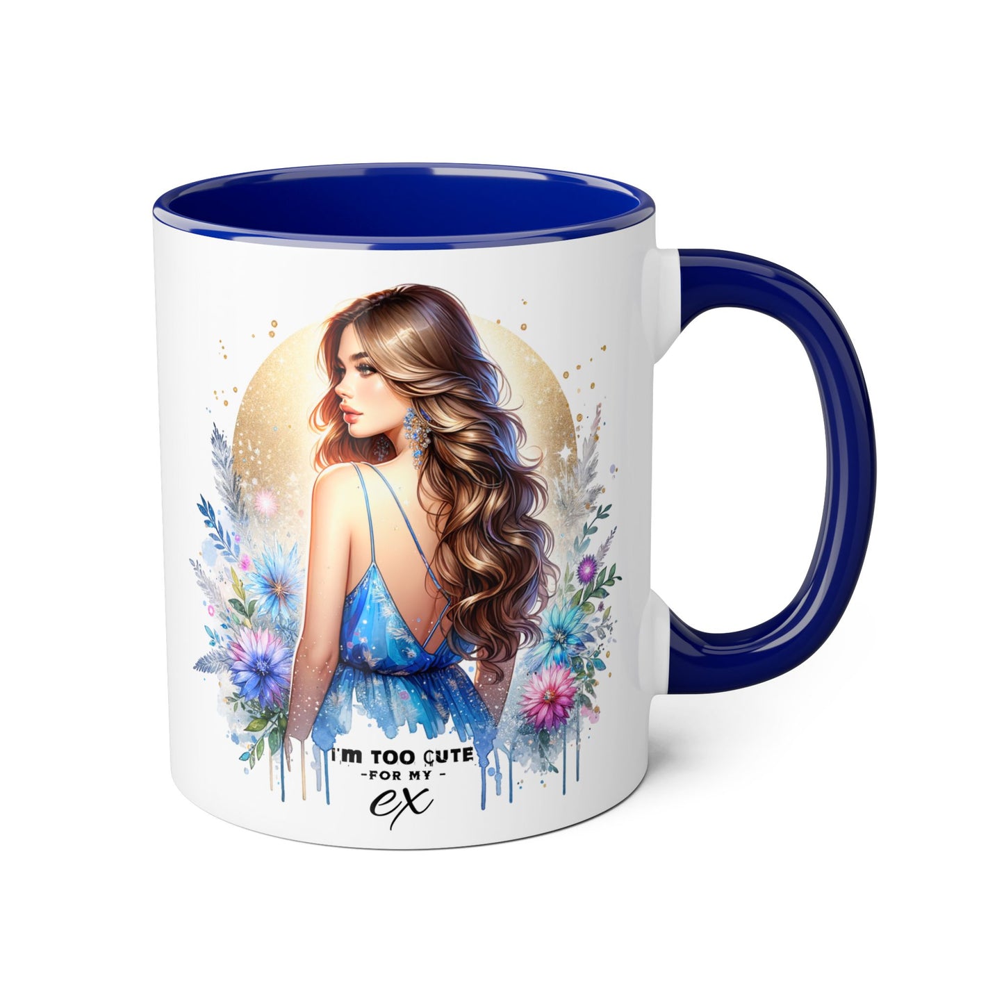 I'm Too Cute For My Ex Chic Accent Mug Designs, Coffee Cup Gift, Floral Artwork, Cute Mug, Inspirational Coffee Mug for Her, Ex Gift Idea, Stylish Drinkware