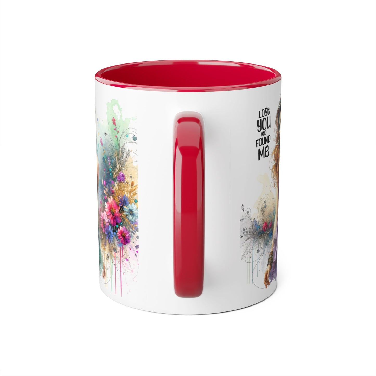 Lost You and Found Me Colorful Floral Accent Mug, Vibrant Art Coffee Cup for Flower Lovers, Inspirational Gift for Mother's Day, Chic Drinkware