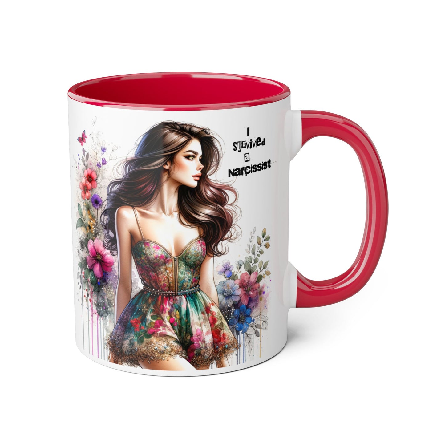 Artistic Accent Mug, Floral Design Coffee Cup, Unique Gift for Her, Inspirational Double-Sided Mug, Perfect for Birthdays, Self-Care