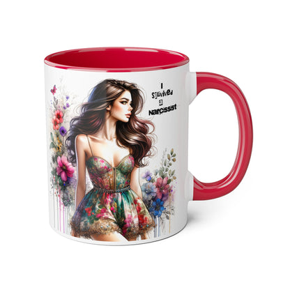Artistic Accent Mug, Floral Design Coffee Cup, Unique Gift for Her, Inspirational Double-Sided Mug, Perfect for Birthdays, Self-Care