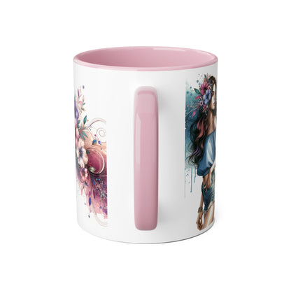 Yuck Fou Bohemian Floral Accent Mug, 11oz Coffee Cup for Art Lovers, Unique Gift for Birthdays, Mother's Day, Relaxation Tea, Decor