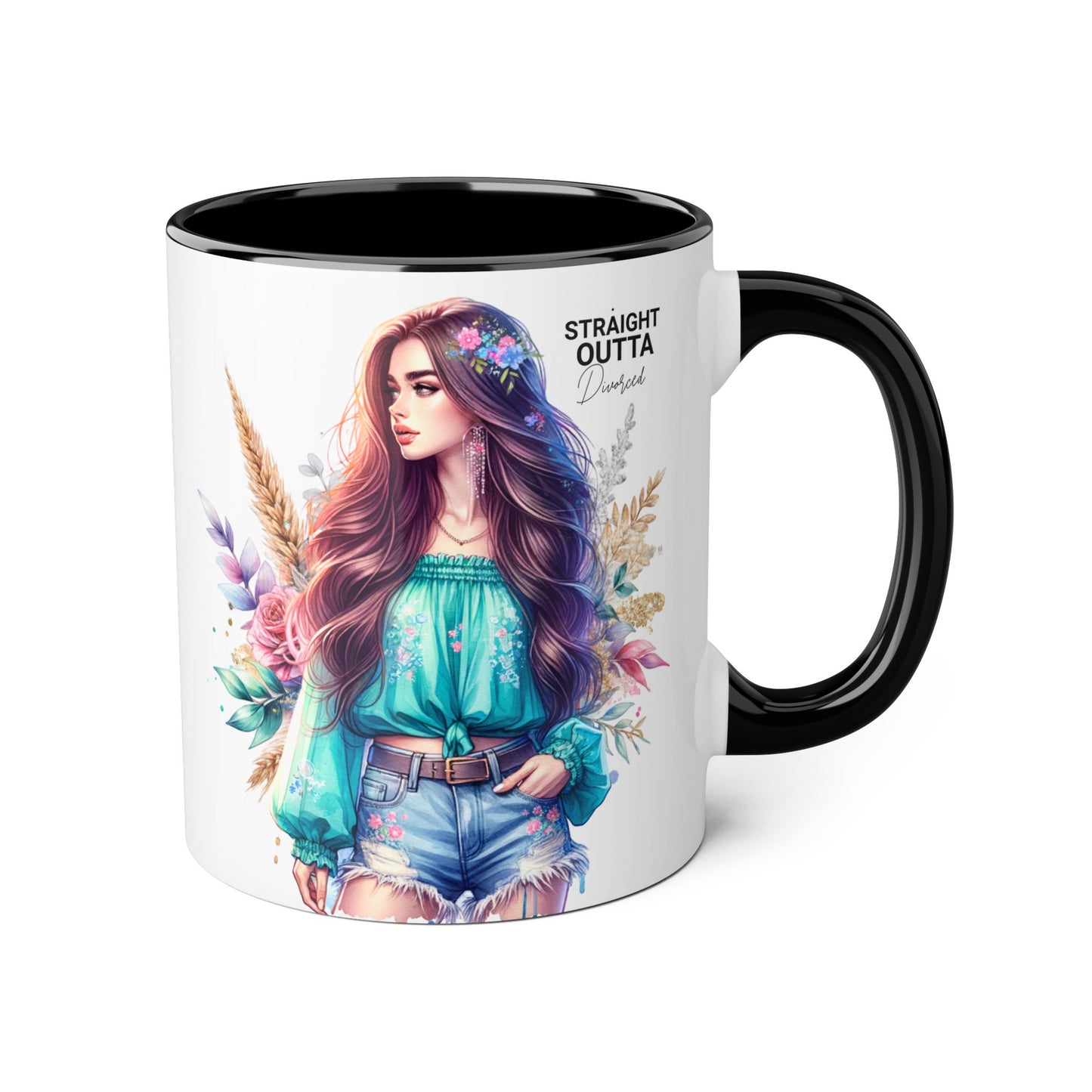 Straight Outta Divorced Humoristic Vibrant Floral Accent Mug, Straight Outta Design, Gift for Coffee Lovers, Boho Home Decor, Ideal for Birthdays, Celebrations, Enjoy [...]