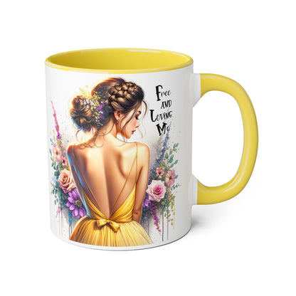 Floral Coffee Mug - Free and Loving Me, Artistic Gift for Her, Boho Style Coffee Cup, Inspirational Home Décor, Perfect for Birthdays, [...]