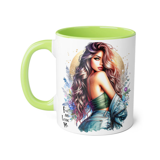 Artistic Accent Mug, Colorful Coffee Cup, Unique Gift for Her, Dreamy Floral Design, Ideal for Birthdays, Self-Care Moments